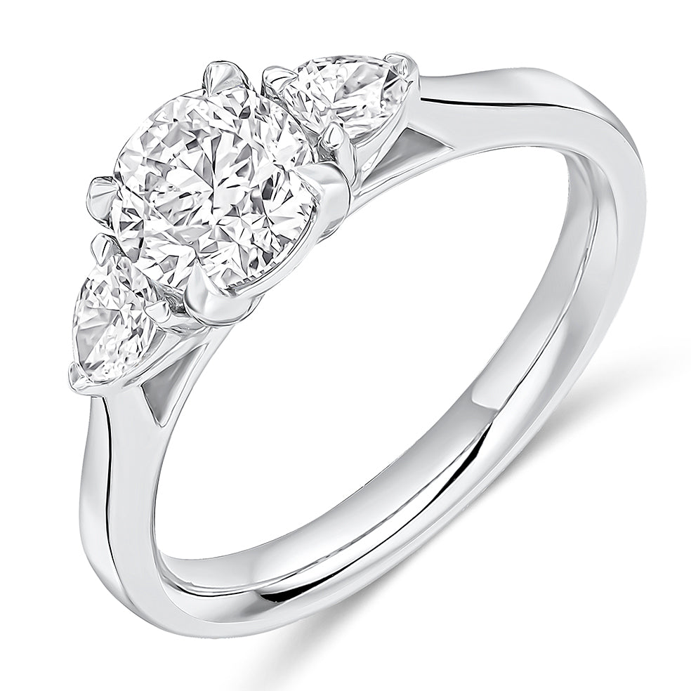 Trilogy Set with Plain Shoulders Round Brilliant Trilogy Ring, 1.00ct