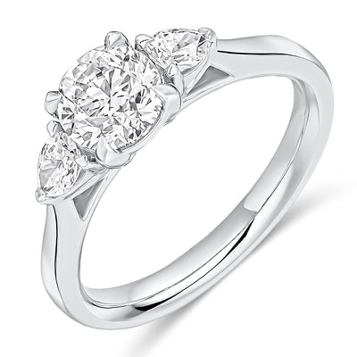 Trilogy Set with Plain Shoulders Round Brilliant Trilogy Ring, 1.00ct