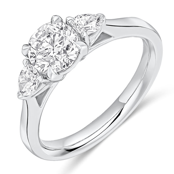 Trilogy Set with Plain Shoulders Round Brilliant Trilogy Ring, 1.00ct