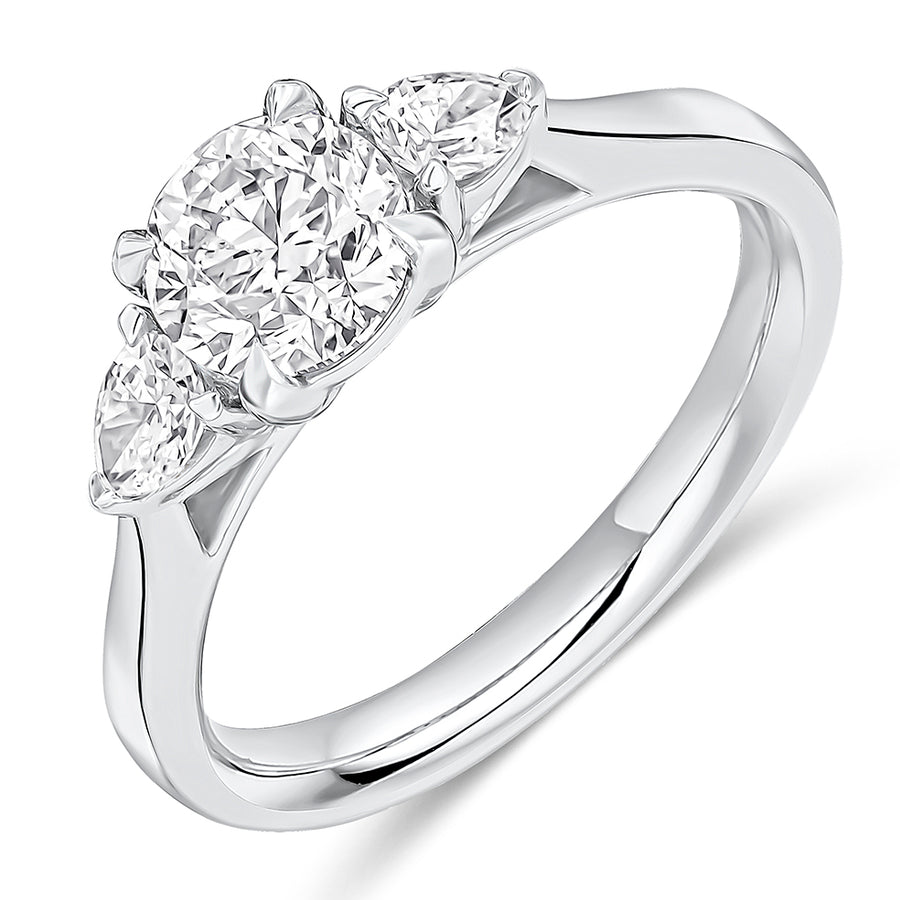 Trilogy Set with Plain Shoulders Round Brilliant Trilogy Ring, 1.00ct