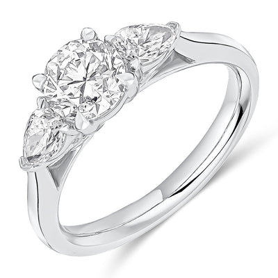 Trilogy Set with Plain Shoulders Round Brilliant Trilogy Ring, 1.00ct