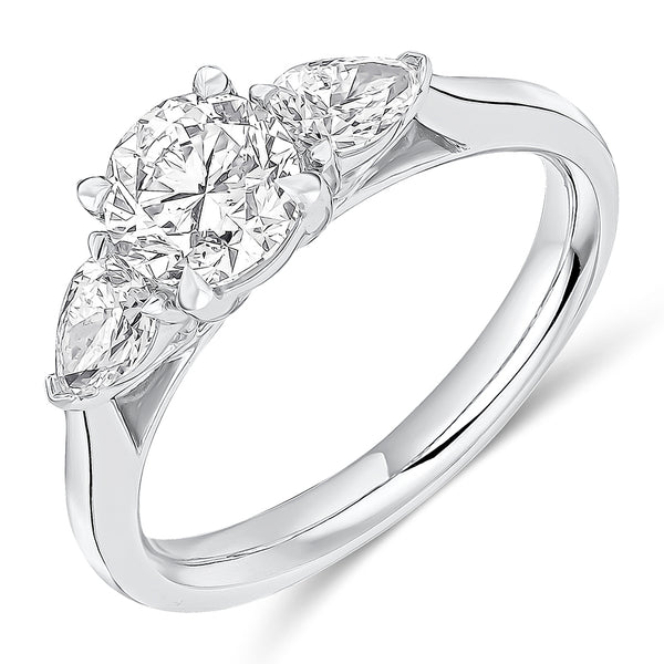 Trilogy Set with Plain Shoulders Round Brilliant Trilogy Ring, 1.00ct
