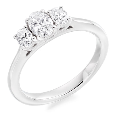 Trilogy Set with Plain Shoulders Oval Cut Trilogy Ring, 0.50ct