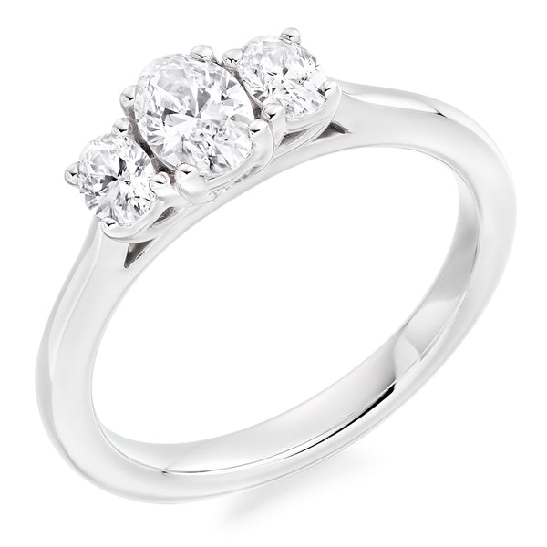 Trilogy Set with Plain Shoulders Oval Cut Trilogy Ring, 0.50ct