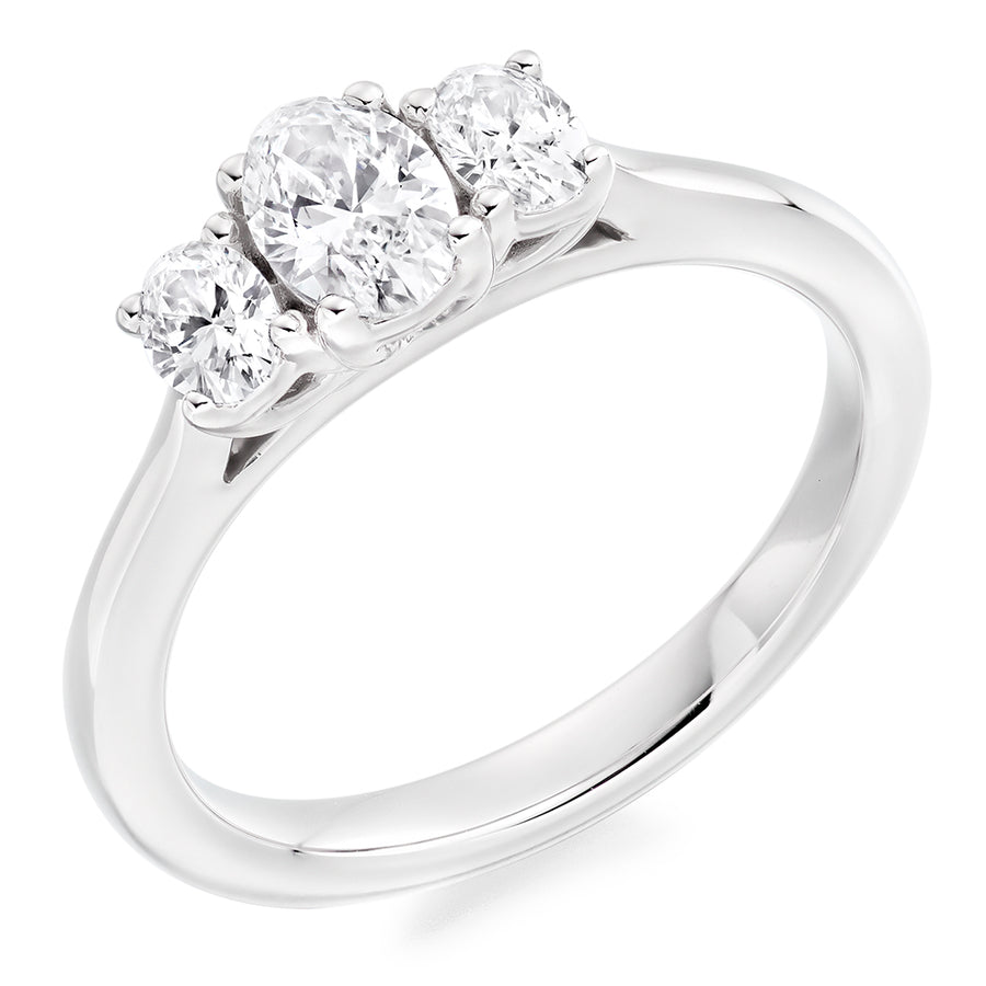 Trilogy Set with Plain Shoulders Oval Cut Trilogy Ring, 0.50ct