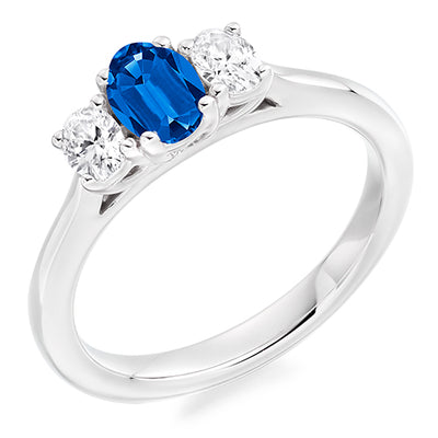 Classic Trilogy Sapphire & Diamond Trilogy Ring III, 0.2ct