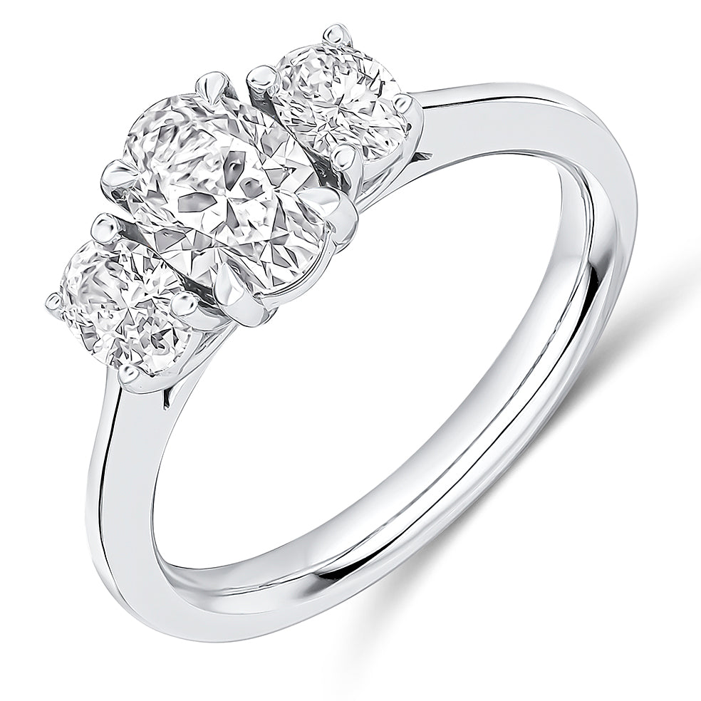 Trilogy Set with Plain Shoulders Oval Cut Trilogy Ring, 1.00ct