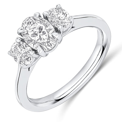 Trilogy Set with Plain Shoulders Oval Cut Trilogy Ring, 1.00ct