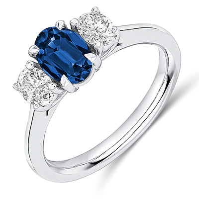 Classic Trilogy Sapphire & Diamond Trilogy Ring, 0.3ct