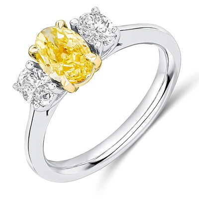Trilogy Set with Plain Shoulders Oval Cut Trilogy Ring, 1.00ct