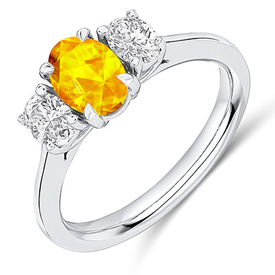 Classic Trilogy Yellow Sapphire & Diamond Trilogy Ring, 0.3ct
