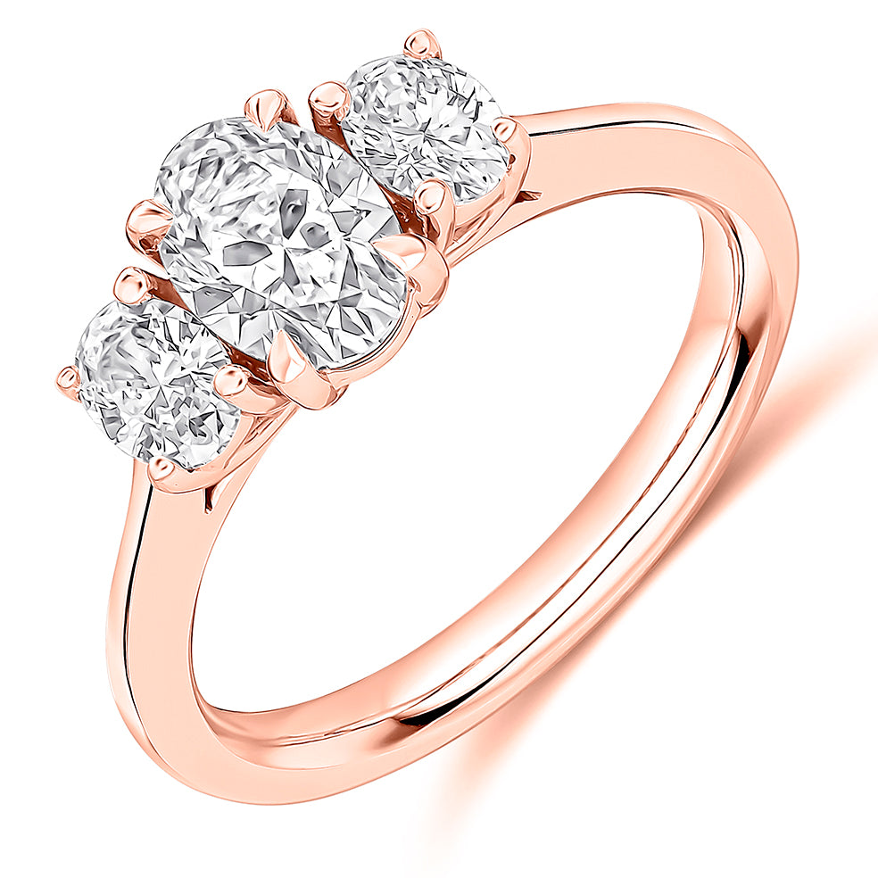 Classic Trilogy Opal & Diamond Trilogy Ring, 0.3ct in Rose Gold