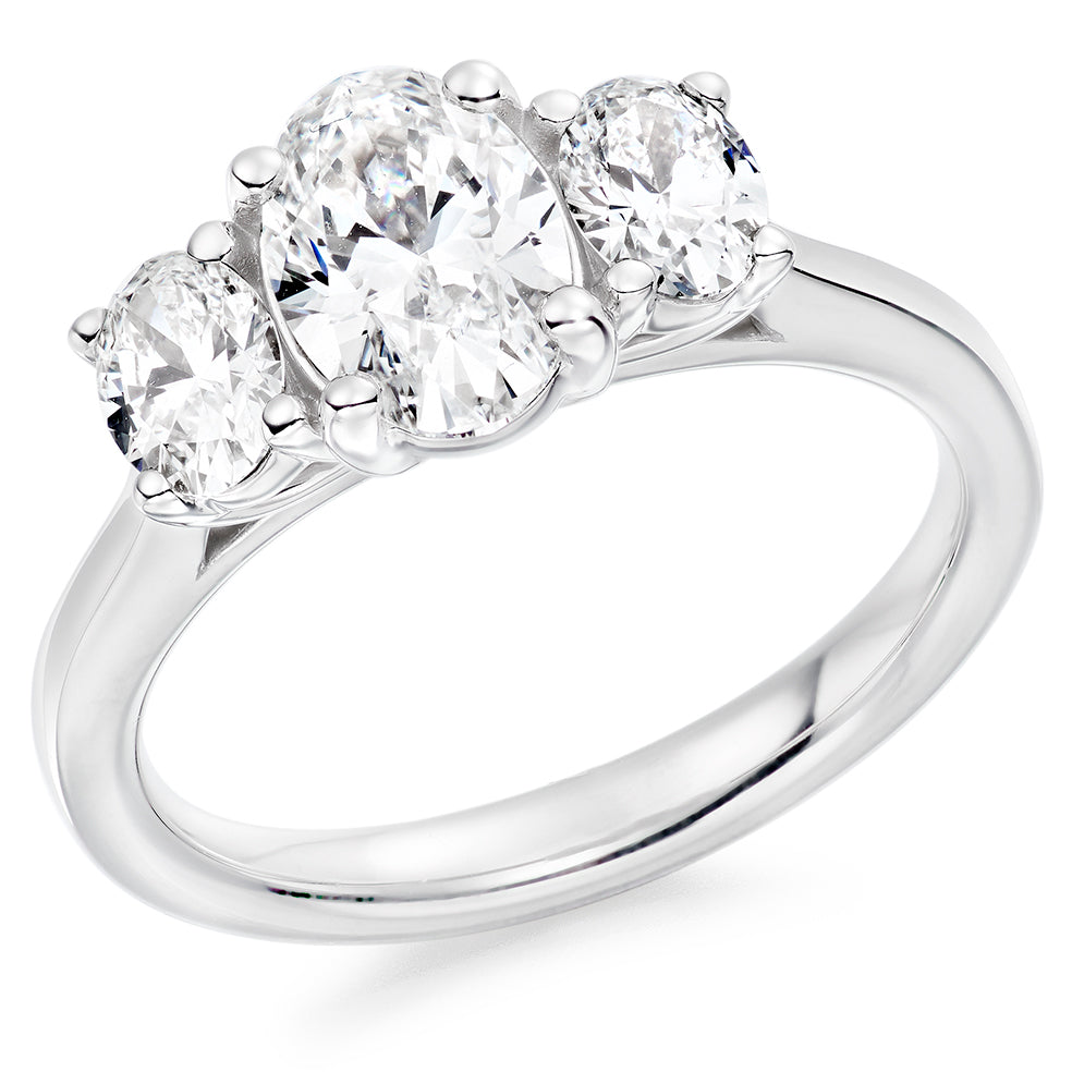 Trilogy Set with Plain Shoulders Oval Cut Trilogy Ring, 1.50ct