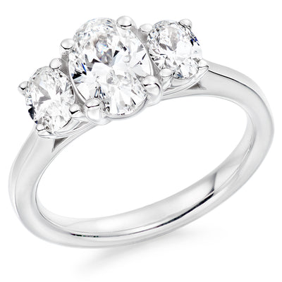 Trilogy Set with Plain Shoulders Oval Cut Trilogy Ring, 1.50ct