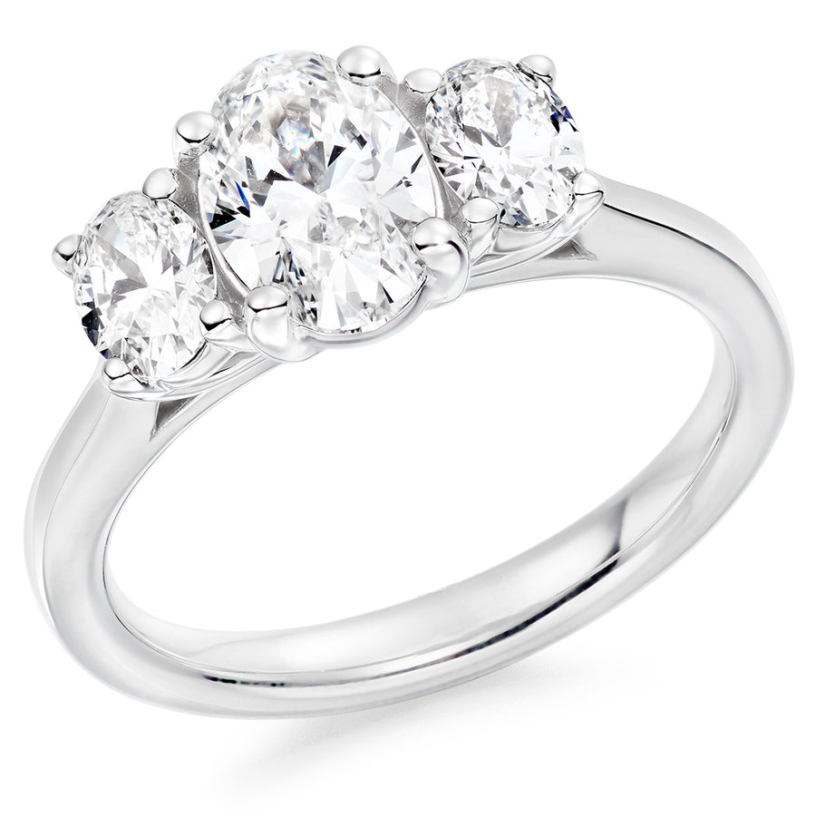 Trilogy Set with Plain Shoulders Oval Cut Trilogy Ring, 1.50ct