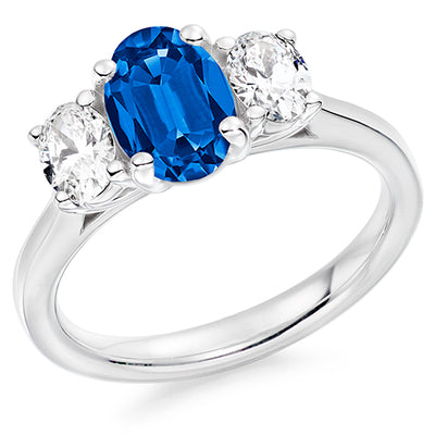 Classic Trilogy Sapphire & Diamond Trilogy Ring IV, 0.5ct