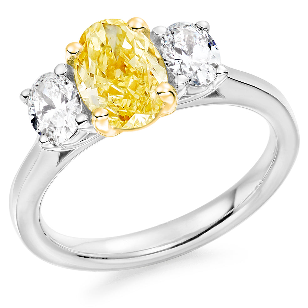 Trilogy Set with Plain Shoulders Oval Cut Trilogy Ring, 2.00ct