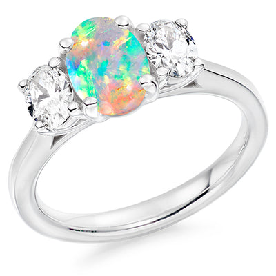 Classic Trilogy Opal & Diamond Trilogy Ring II, 0.5ct