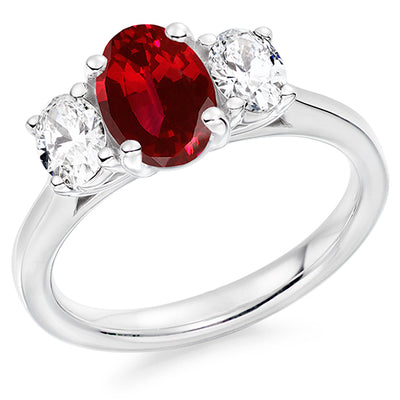 Classic Trilogy Ruby & Diamond Trilogy Ring V, 0.5ct