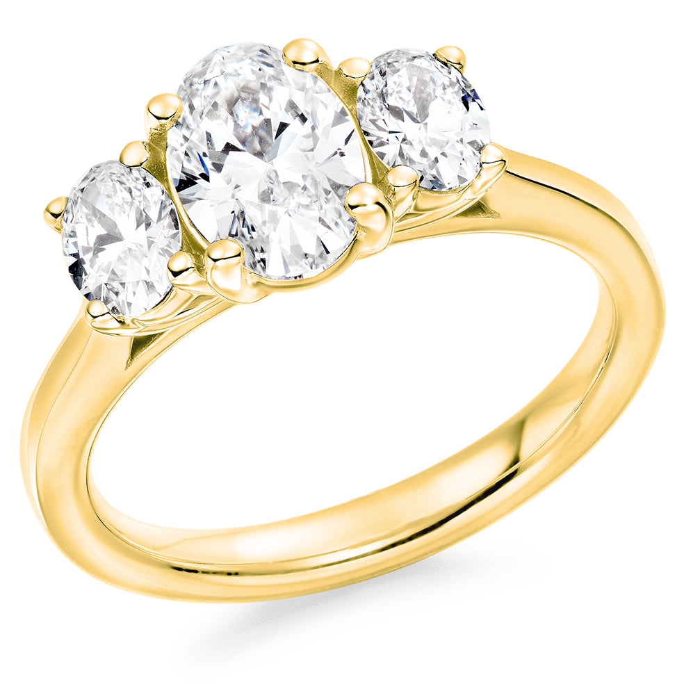 Trilogy Set with Plain Shoulders Trilogy Ring in Yellow Gold