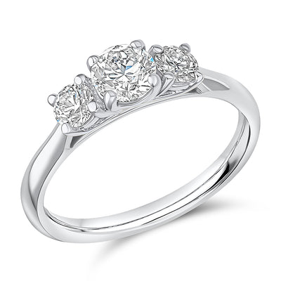 Trilogy Set with Plain Shoulders Round Brilliant Trilogy Ring, 0.50ct