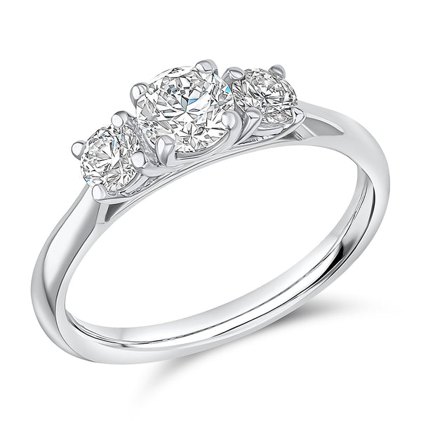 Trilogy Set with Plain Shoulders Round Brilliant Trilogy Ring, 0.50ct
