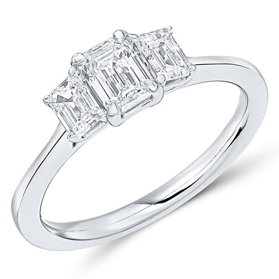 Trilogy Set with Plain Shoulders Emerald Cut Trilogy Ring, 0.50ct
