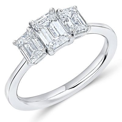 Trilogy Set with Plain Shoulders Emerald Cut Trilogy Ring, 0.70ct