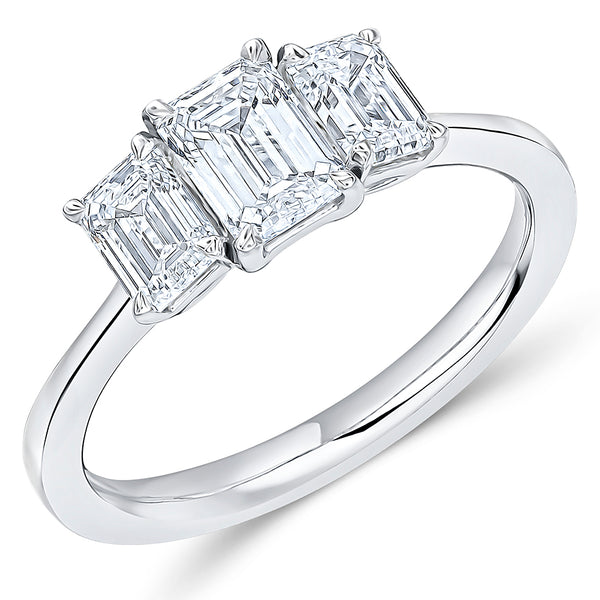 Trilogy Set with Plain Shoulders Emerald Cut Trilogy Ring, 0.70ct