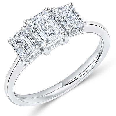 Close-Set Trilogy Emerald Cut Trilogy Ring, 0.8ct