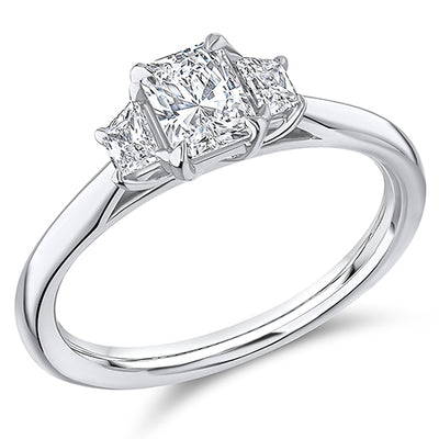 Plain-Band Trilogy Radiant Cut Trilogy Ring 0.75ct