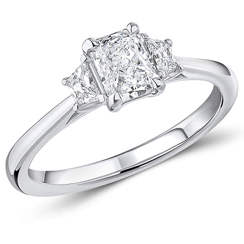 Close-Set Trilogy Radiant Cut Trilogy Ring, 0.7ct