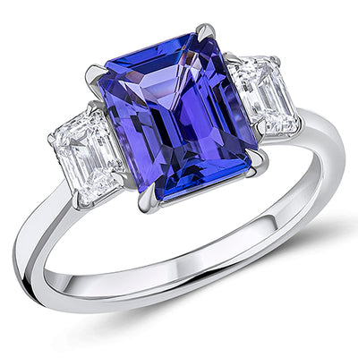 Classic Trilogy Tanzanite & Diamond Trilogy Ring, 0.8ct