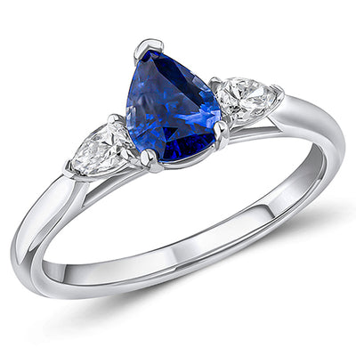 Classic Trilogy Sapphire & Diamond Trilogy Ring II, 0.6ct