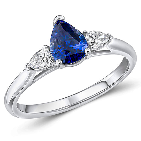 Classic Trilogy Sapphire & Diamond Trilogy Ring II, 0.6ct