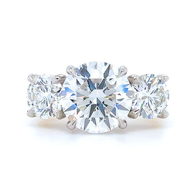 Trilogy with Diamond Shoulders Round Brilliant Trilogy Ring, 4.0ct
