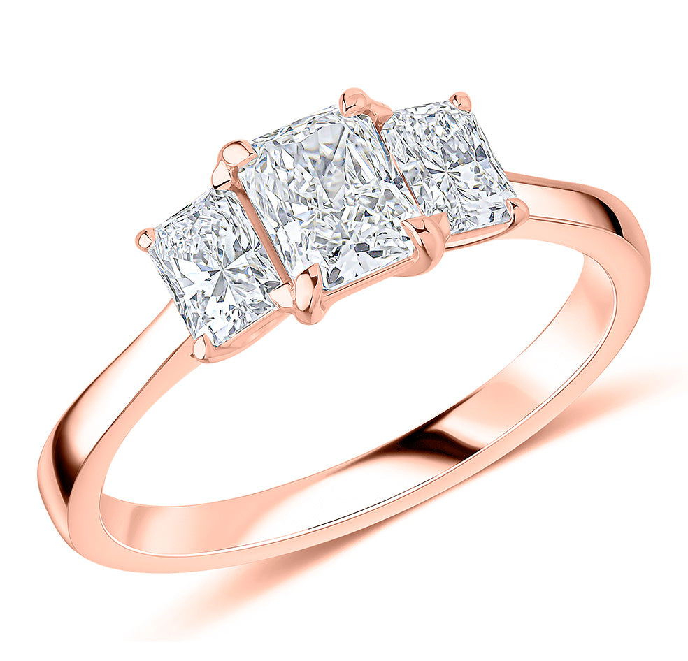 Classic Trilogy Radiant Cut Trilogy Ring in Rose Gold