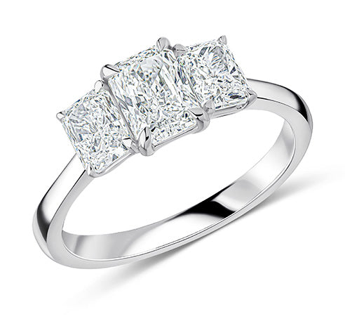 Plain-Band Trilogy Radiant Cut Trilogy Ring