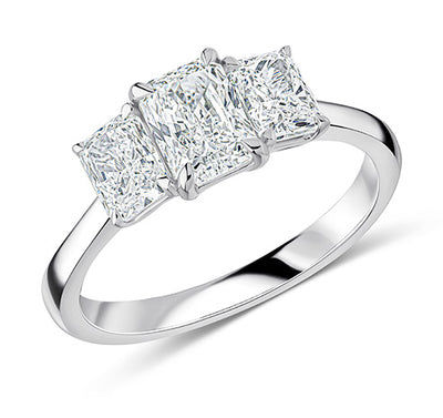 Plain-Band Trilogy Radiant Cut Trilogy Ring