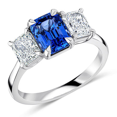 Classic Trilogy Sapphire & Diamond Trilogy Ring, 1.4ct