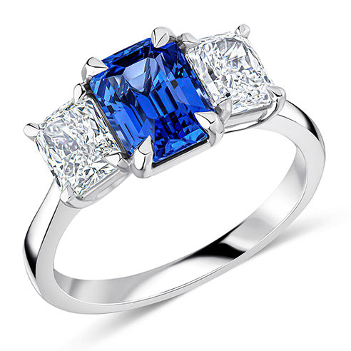 Classic Trilogy Sapphire & Diamond Trilogy Ring, 1.4ct