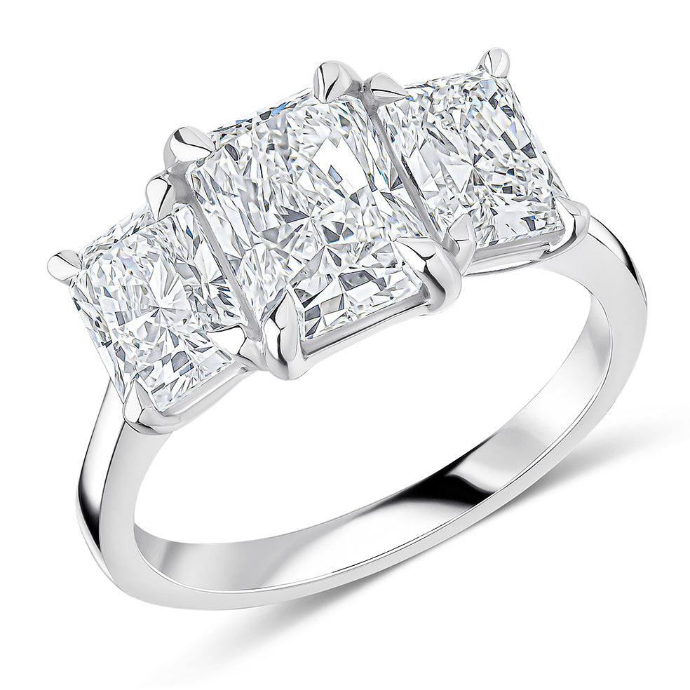 Trilogy Set with Plain Shoulders Radiant Cut Trilogy Ring, 2.00ct