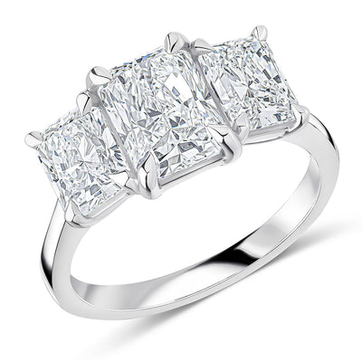 Trilogy Set with Plain Shoulders Radiant Cut Trilogy Ring, 2.00ct