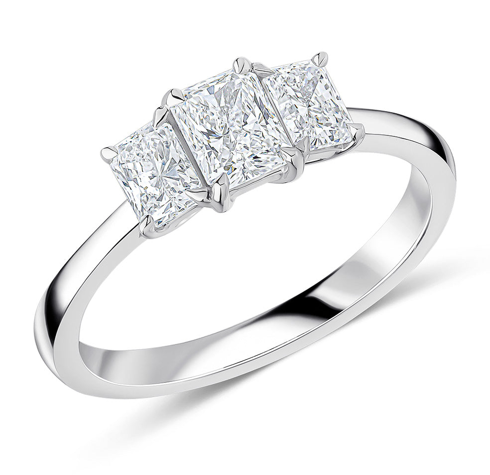 Trilogy Set with Plain Shoulders Radiant Cut Trilogy Ring, 0.50ct