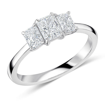 Trilogy Set with Plain Shoulders Radiant Cut Trilogy Ring, 0.50ct