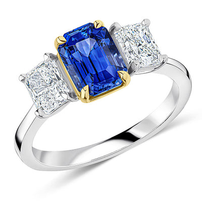 Classic Trilogy Sapphire & Diamond Trilogy Ring, 1.2ct