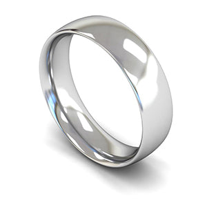 14ct White Gold Traditional Court Wedding Ring 6mm - Signature Weight