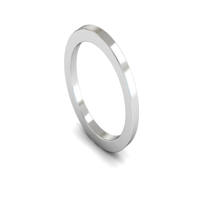 Platinum Flat Wedding Ring 2mm - Heavy Weight