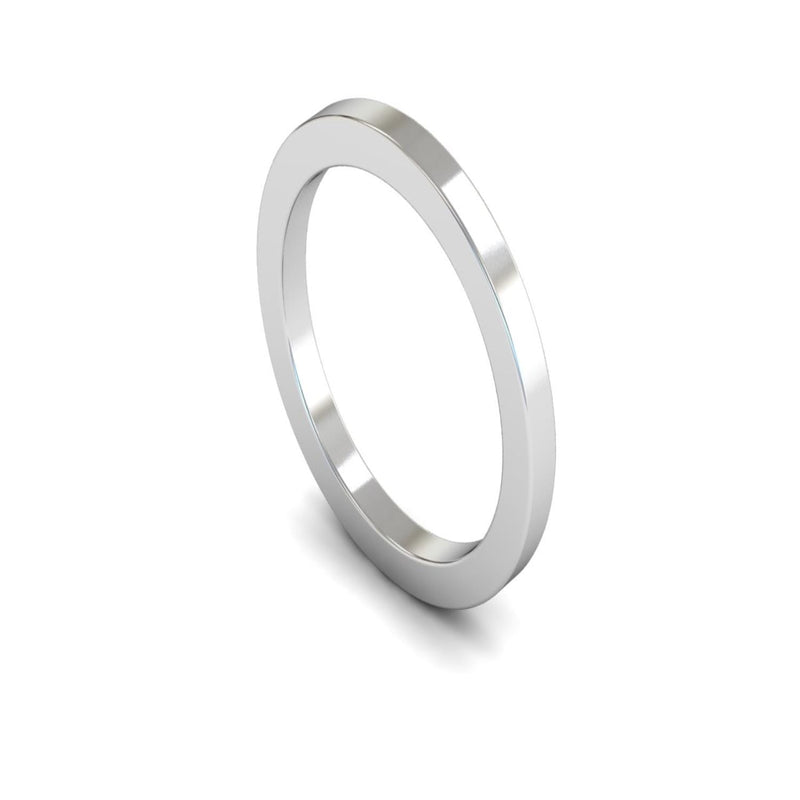 Platinum Flat Wedding Ring 2mm - Heavy Weight