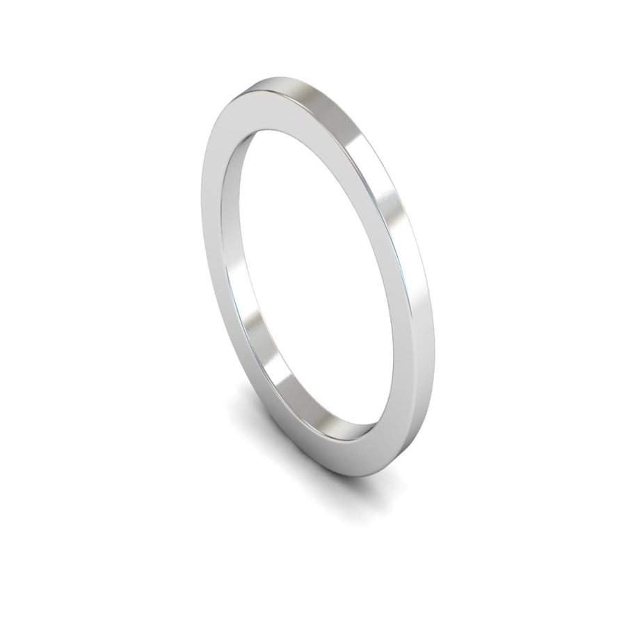 14ct White Gold Flat Wedding Ring 2mm - Heavy Weight